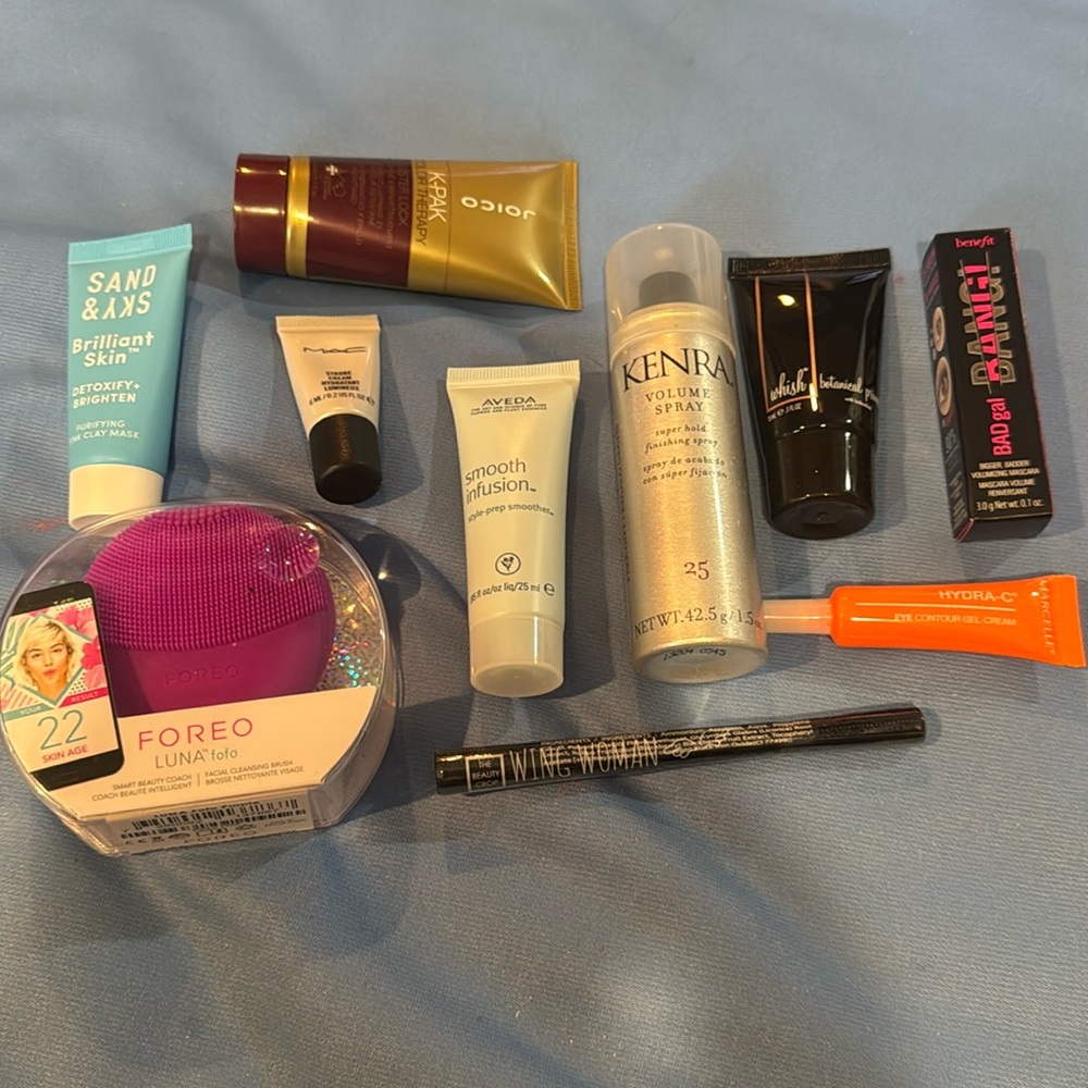 NEW Makeup 10pcs Lot #11 Foreo, Mac, Aveda, Joico, Kenna, Whish, Benefit Z53